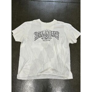 Hellanbach Shirt Mens 3XL White Skull Crossbones Graphic Biker Tee Tattoo Style